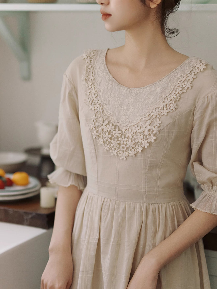 cotton cottage dress Field Trip Vintage-style Lace Cotton Cottagecore Dress in Mint Green