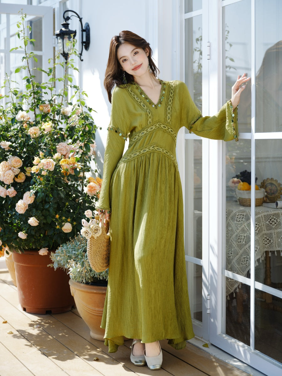 V Neck Boho Style Dress– The Cottagecore