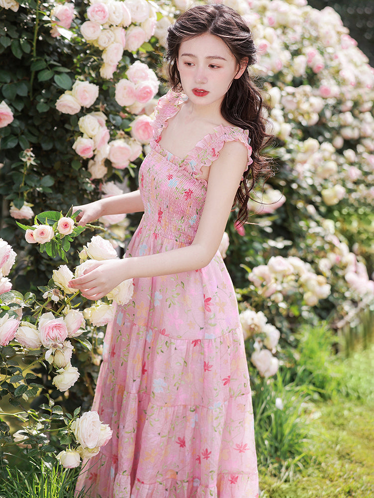 Fairy Pink Floral Dress The Cottagecore Fairy Pink Floral Dress The Cottagecore