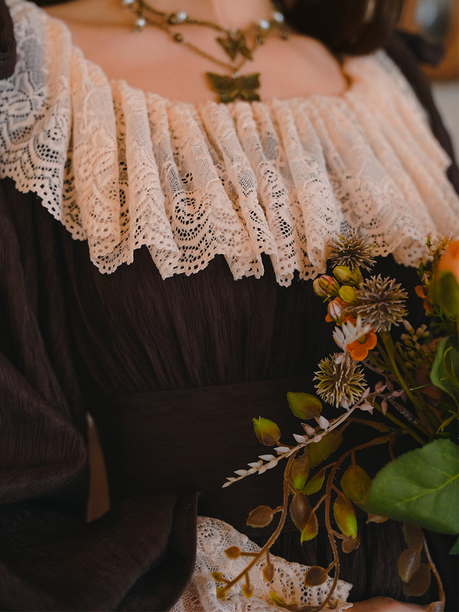 chinese dress ladies Victorian Lace Trim Collar Dress– The Cottagecore