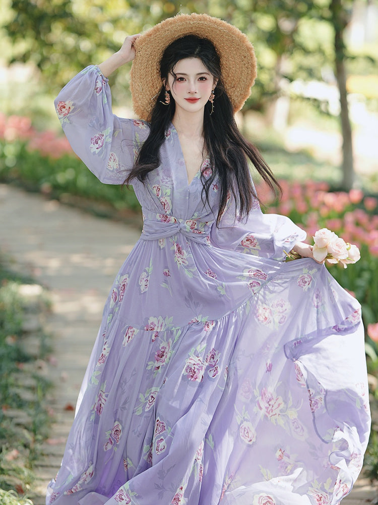 Romantic Lavender Floral Dress– The Cottagecore