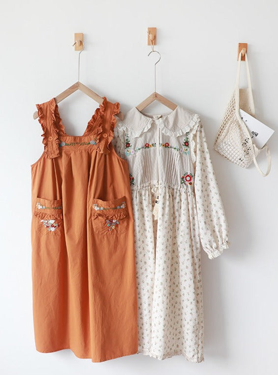 Cute Embroidered Overall Dress– The Cottagecore