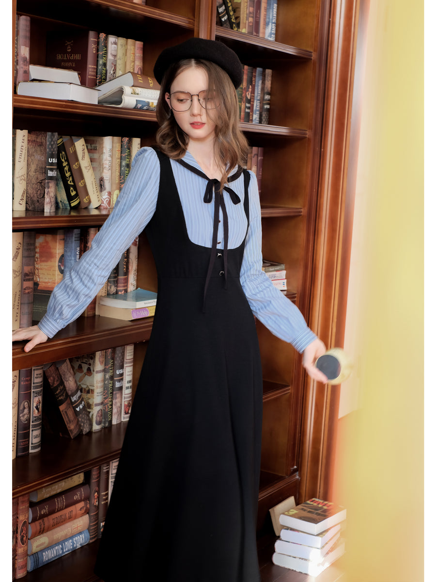 Fake 2pcs Academia Dress