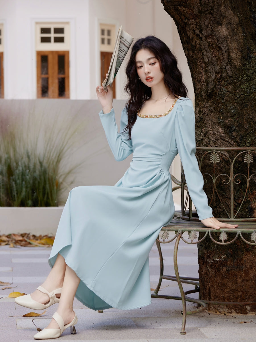 white christmas dresses Long Sleeve Square Neck Dress– The Cottagecore