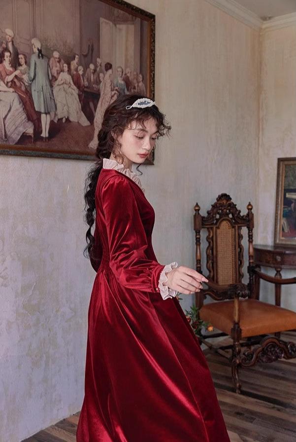 Victorian Red Velvet Dress The Cottagecore