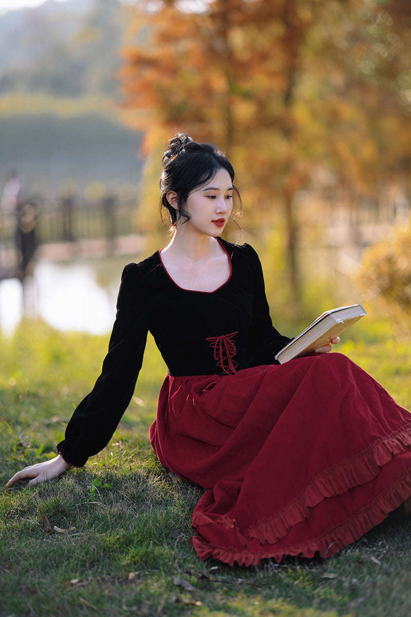 Red Black Victorian Dress The Cottagecore Red Black Victorian Dress The Cottagecore