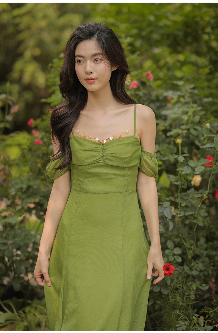 cottagecore fairy dress Off Shoulder Green Dress– The Color:Vista Blue Windowpane Inspiration – Blue bustle LowStock:43693595754547 soft vintage looks