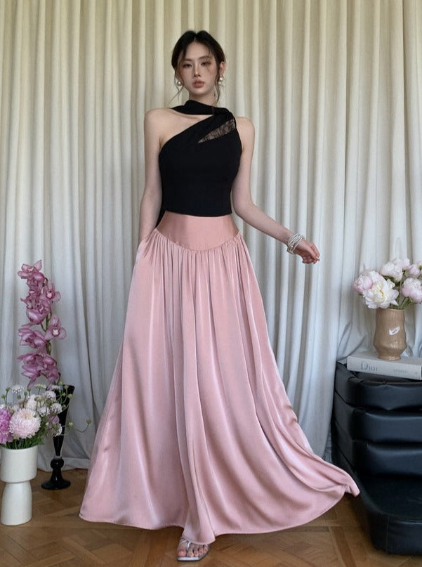 Collagen Satin Gathered Skirt main image 1