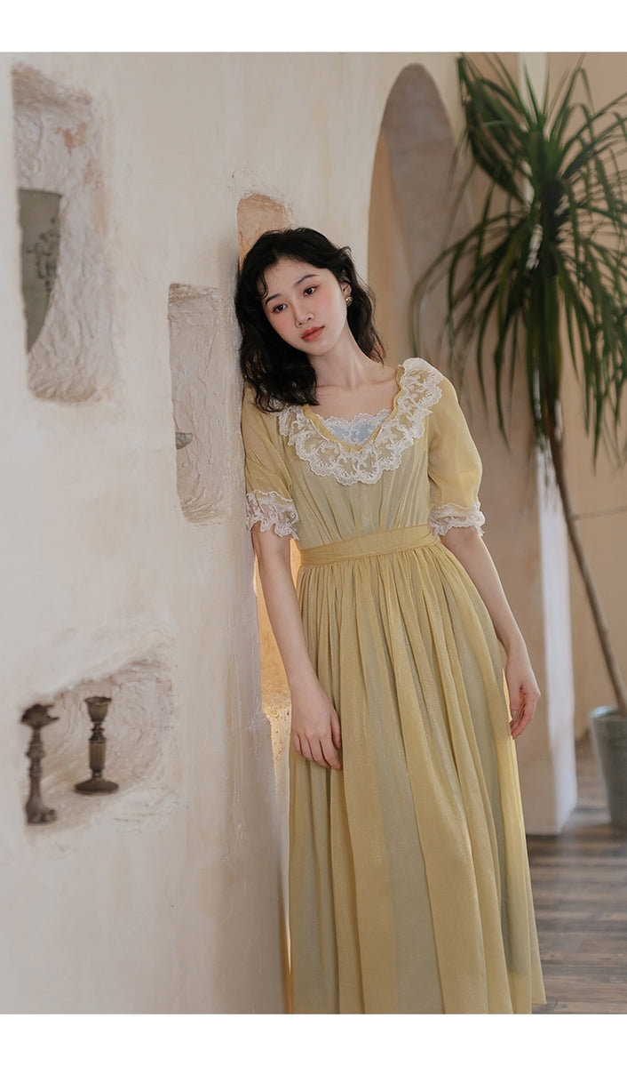 Vintage Lace Trim Flowy Dress– The Cottagecore