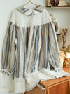 Linen Striped Patchwork Long Shirt