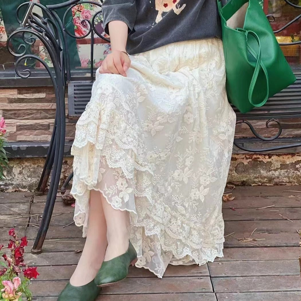 Embroidered Lace Skirt The Cottagecore