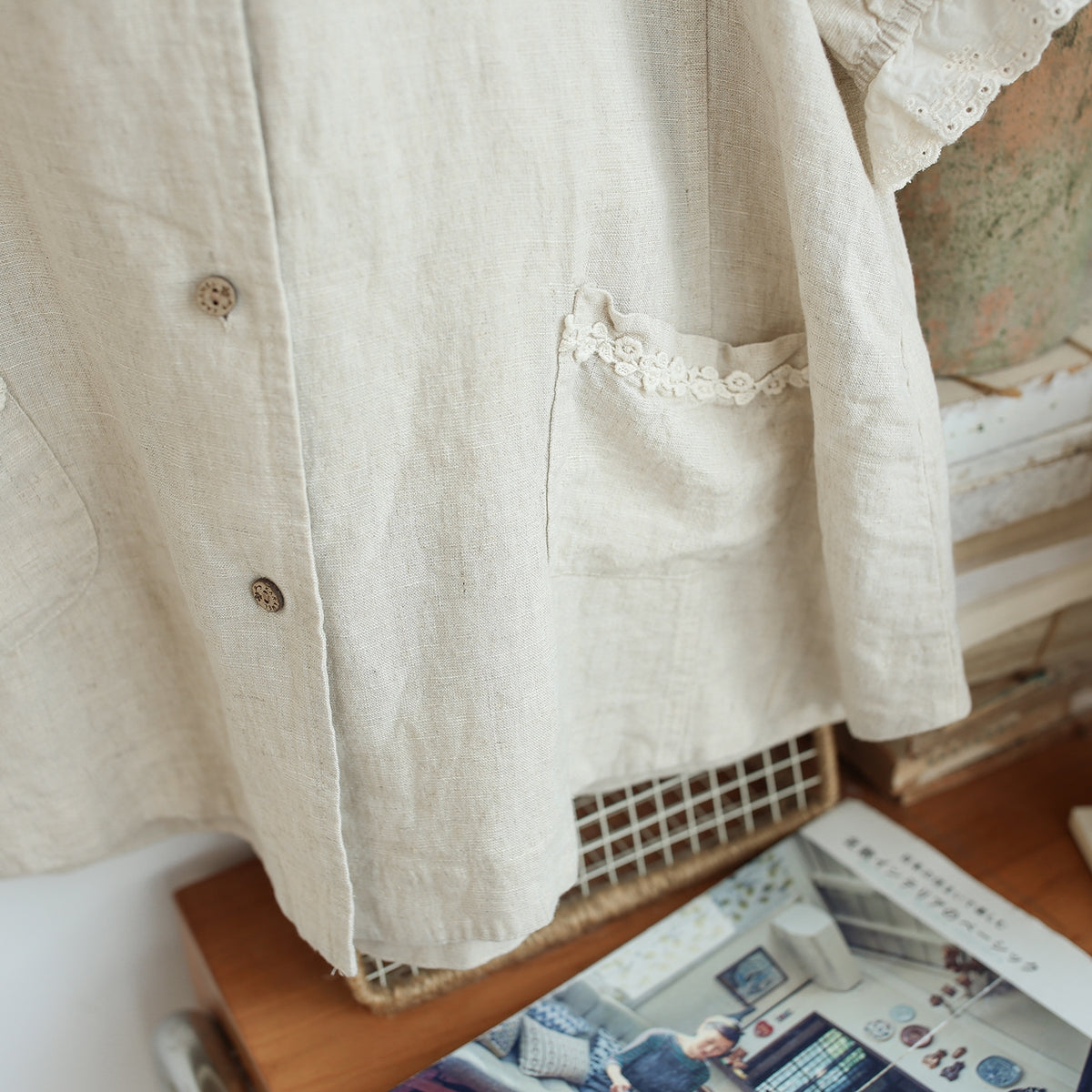 Cute Embroidered Linen Lace Trim Blouse The Cottagecore