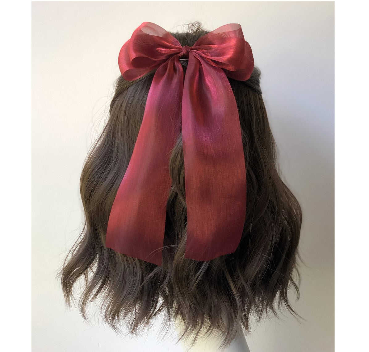 Handmade Cottagecore Festival Ribbon Hair Bow: Lace Boho Clip-In Streamer Handmade Cotton Lace Hair Bow Clip: Vintage Cottagecore  main image 3