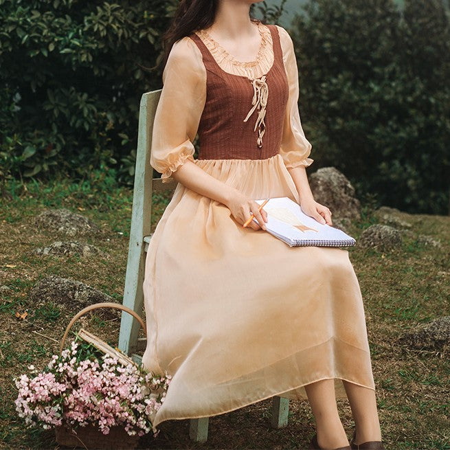 Lace Up Vintage Dress (Babushka Included) The Cottagecore Lace Up Vintage Dress (Babushka Included) The Cottagecore