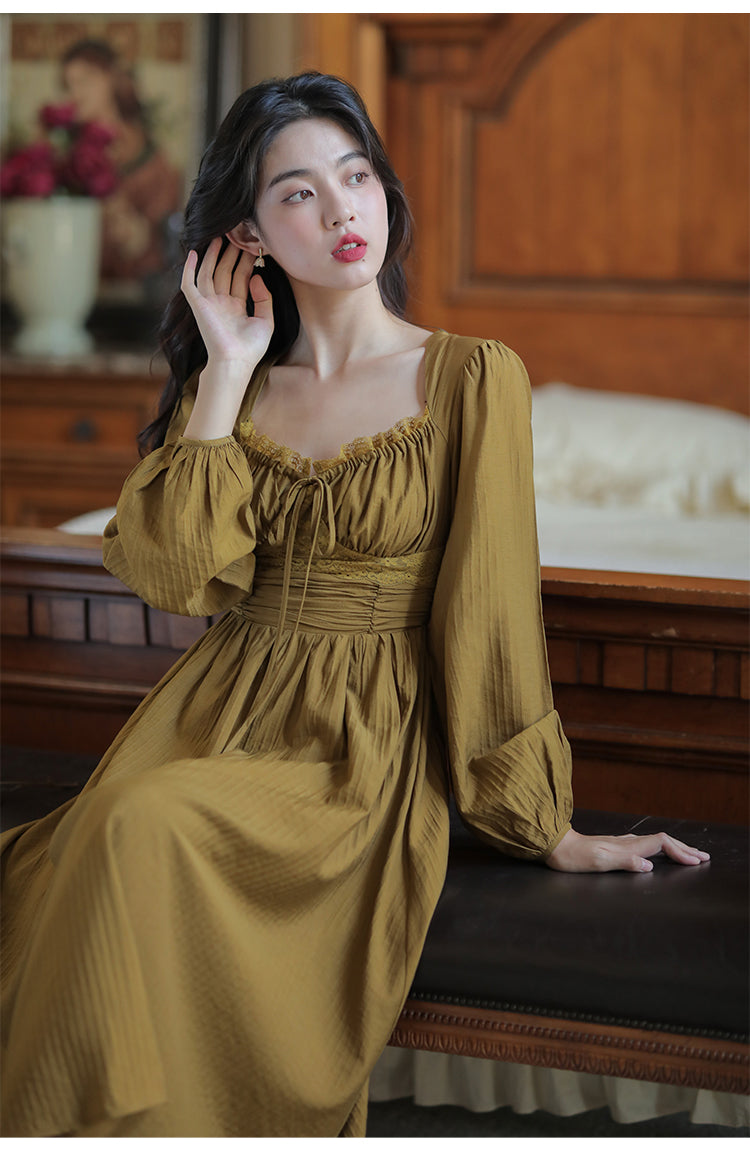 Retro Style Lace Trim Midi Dress The Cottagecore