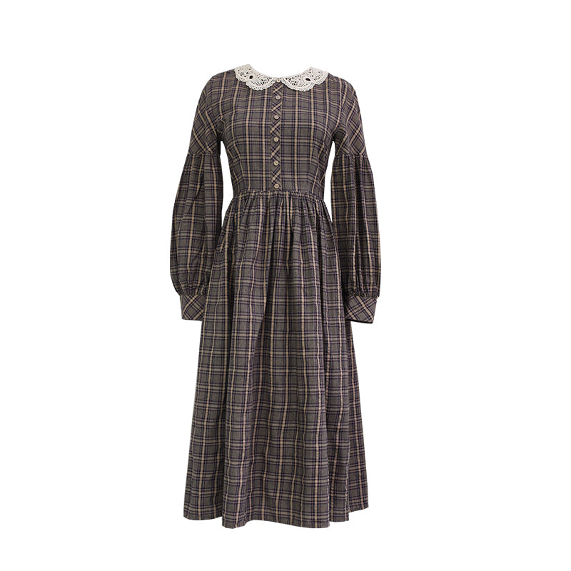 Vintage Bishop Sleeve Plaid Dress