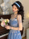 Cottagecore Plaid Lace Patchwork Slip Dress
