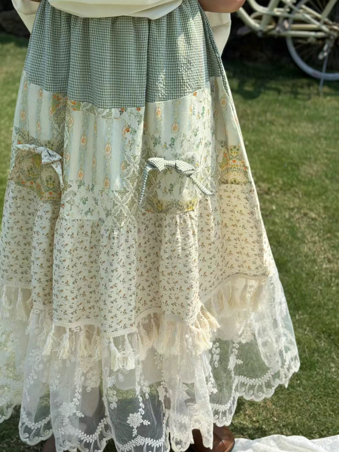 Lace Hem Mori Girl Skirt