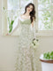High Waist Floral Dress + White Cardigan