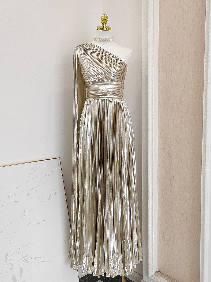 One Shoulder Built-In Bra Maxi Party Dress