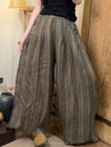 Ramie Striped Wide Leg Pants
