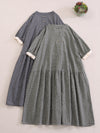 Basic Style Cotton Plaid Dress