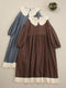 Lace Collar Loose Cotton Dress