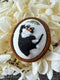 All Handmade Wood Frame Cute Cat Brooch