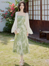 Slim Waist Slip Dress + Chiffon Cardigan