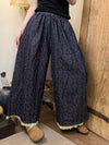 Lace Hem Floral Print Pants