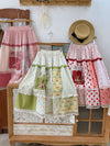 Cute Mori Kei Patchwork Skirt
