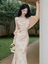 Satin Slip Dress + Cardigan 2Pcs Set