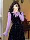 Vintage Flared Sleeve Faked 2pcs Dress