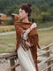 Faux Suede Leather Tassel Shawl