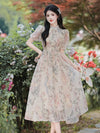 Traditional Button Floral Tea Dress