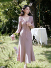 Lace Trim V Neck Mermaid Dress