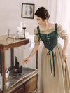 Medieval Lace Up Vest + Off Shoulder Dress