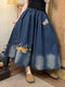 Embroidered Denim Skirt