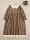 Lace Collar Loose Cotton Dress