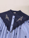 Embroidered Collar Striped Dress