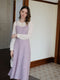 French Lace  Puffy Sleeve Faked 2pcs Dress