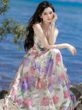 Floral Print Vacation Maxi Dress