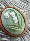 Handmade Wood Frame Lily Of The Valley Brooch