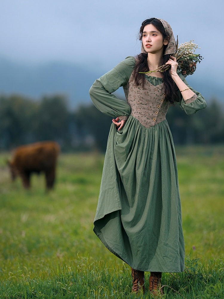 Prairie Vibe Countryside Dress (kerchief included)– The Cottagecore Prairie Vibe Countryside Dress (kerchief included)– The Cottagecore