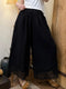 Lace Hem Wide Leg Crop Pants