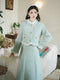 Romantic Quilted Fleece Trim Coat + Knitted Top + Overall Skirt 3pcs Set