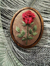 Handmade Wood Frame Rose Brooch