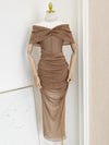 Brown Cross Bust Prom Dress