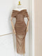 Brown Cross Bust Prom Dress