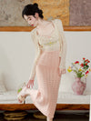 Vintage Knit Dress 2pcs Set